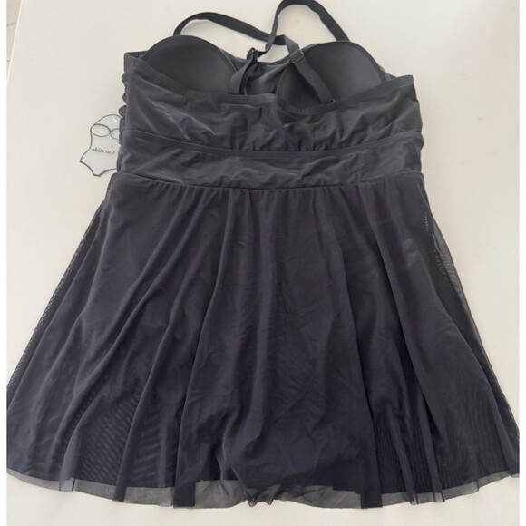 Plus Size Swimdress One Piece Swimsuit Tummy Control black Skirt size 2x 18-20W - Picture 10 of 13